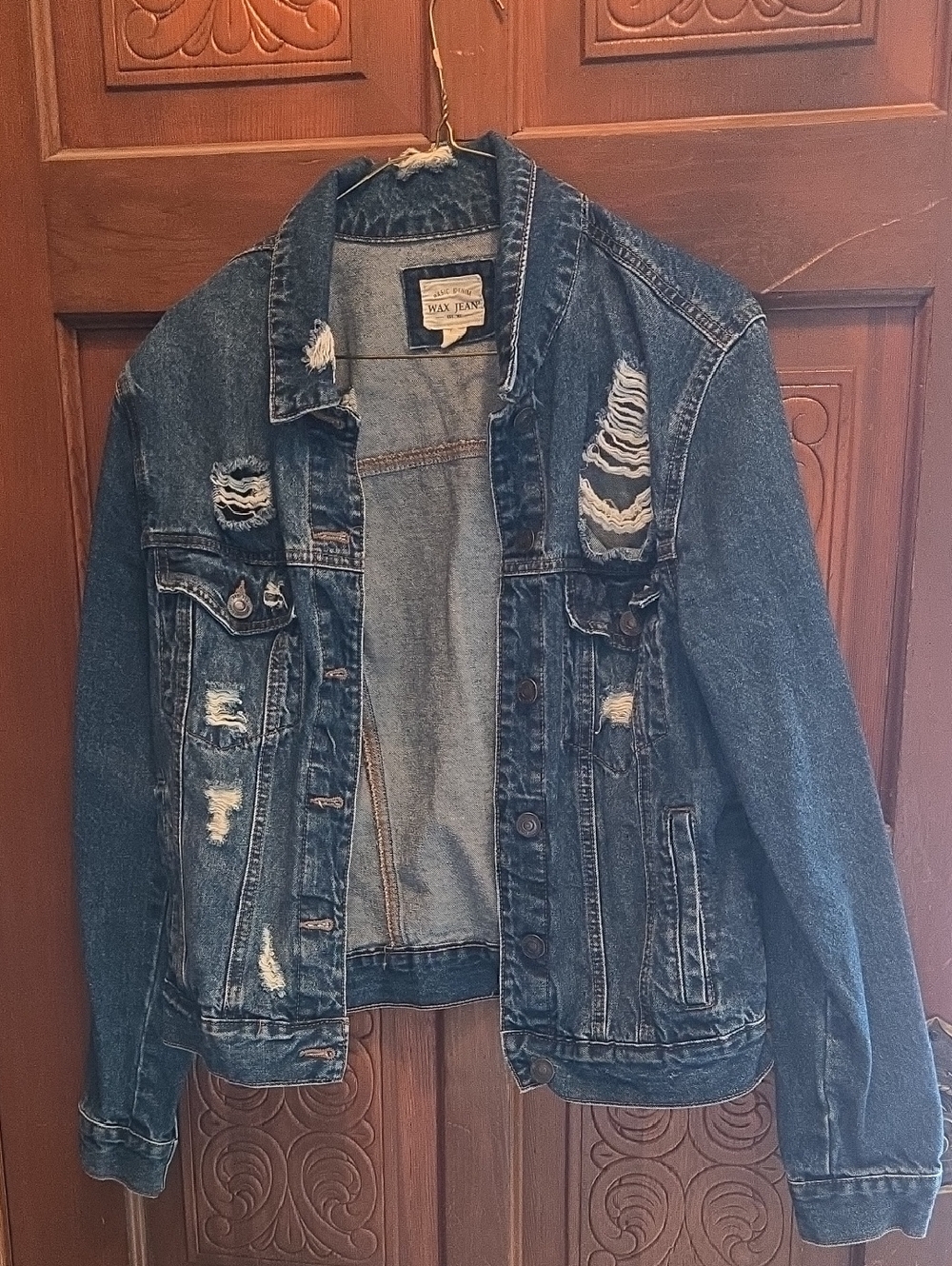 3 For $40 Wax Jean Light Blue Denim Jacket with Label Detail